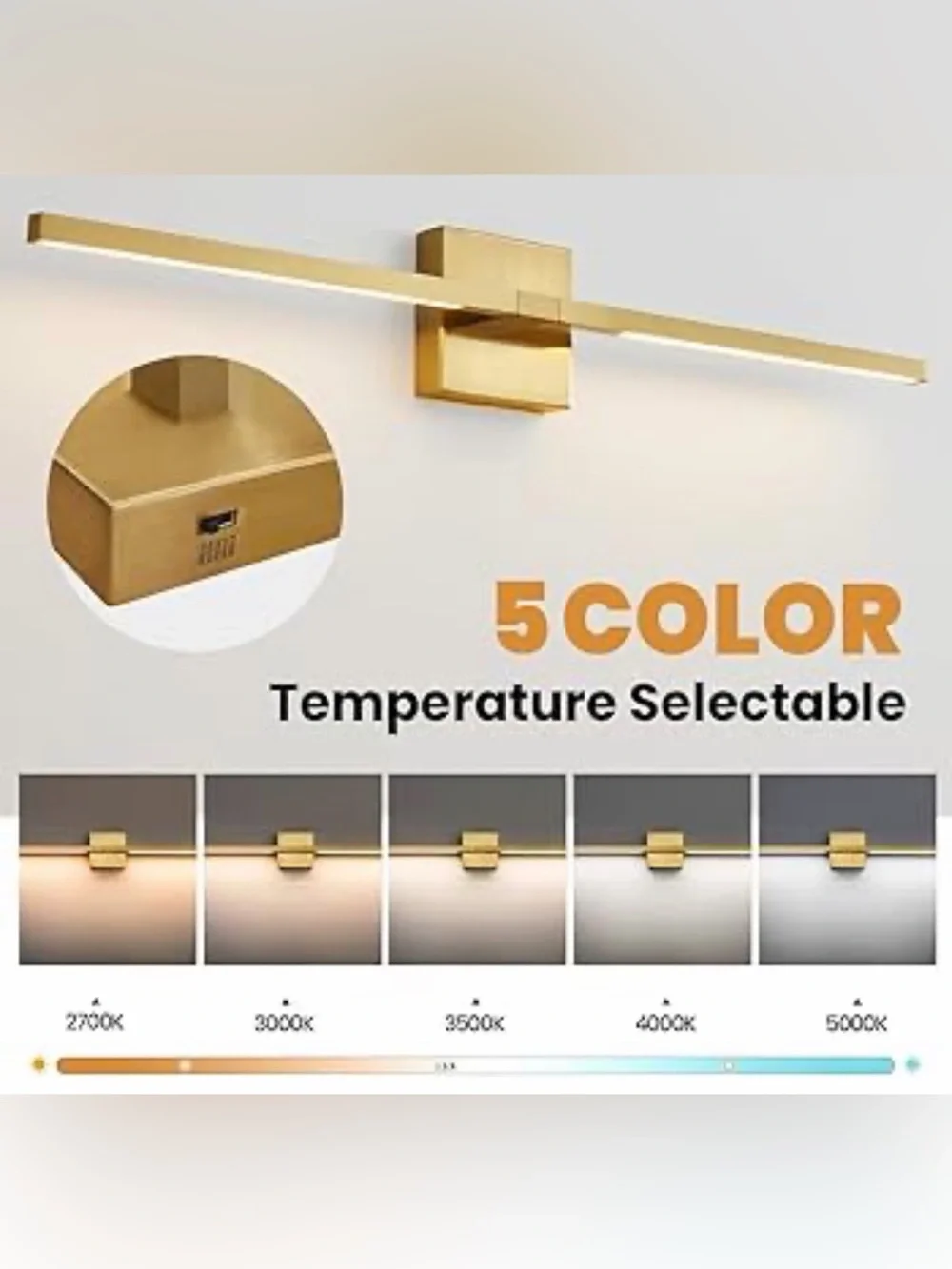 Fengkiop Led Wall Lamp Gold Vanity Light